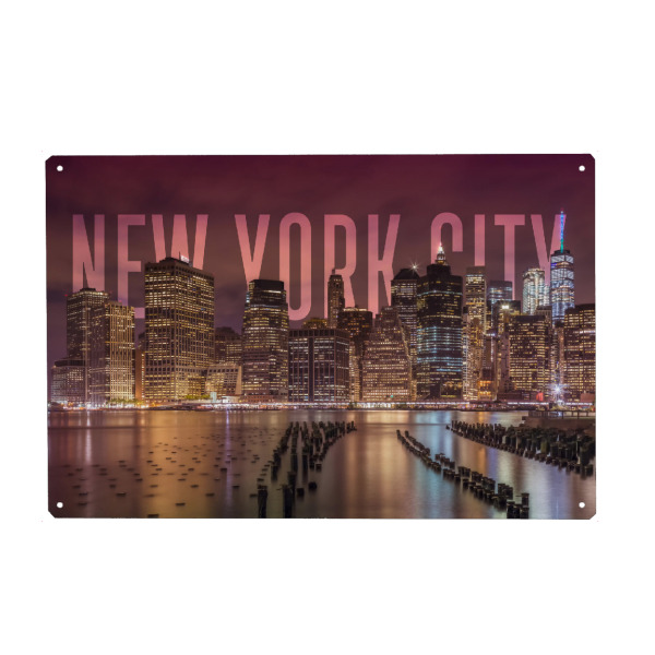 Metall Poster "NEW YORK CITY Skyline Typografie" artboxONE - Städte,Städte / New York,Typografie