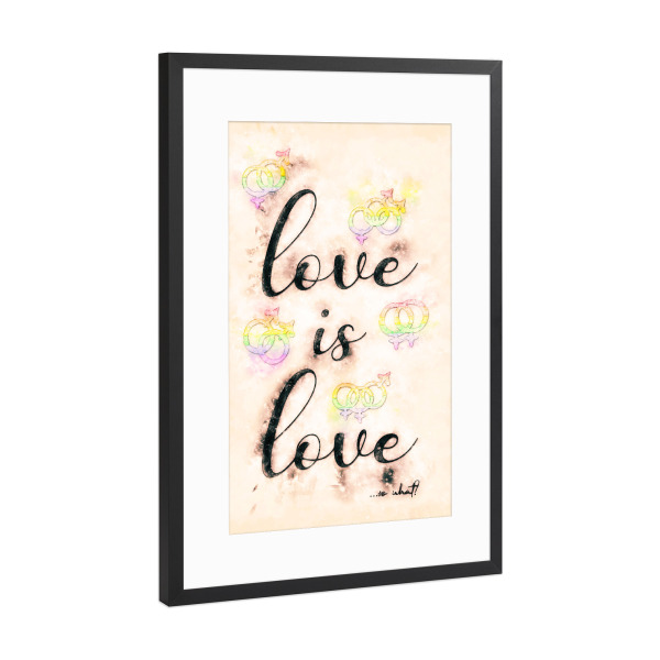 Poster mit Rahmen Schwarz (Metallic) "Liebe ist Liebe bunt" artboxONE - Liebe