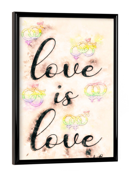 Poster mit schwarzem Rahmen "Liebe ist Liebe bunt" artboxONE - Liebe
