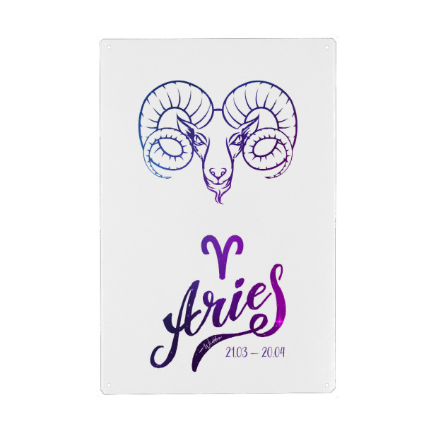 Metall Poster "Sternzeichen Widder" artboxONE - Typografie