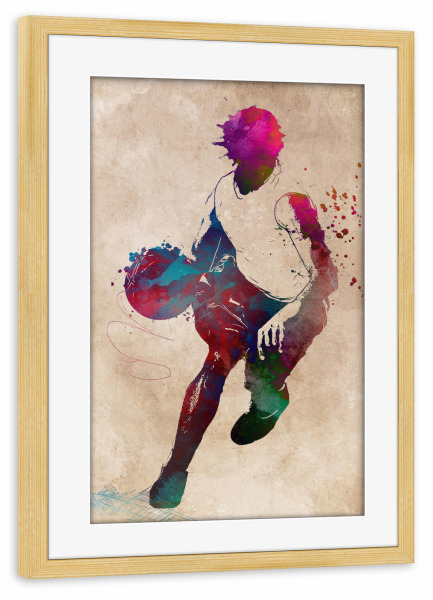 Poster mit Rahmen kiefer "Basketball sport art" artboxONE - Sport
