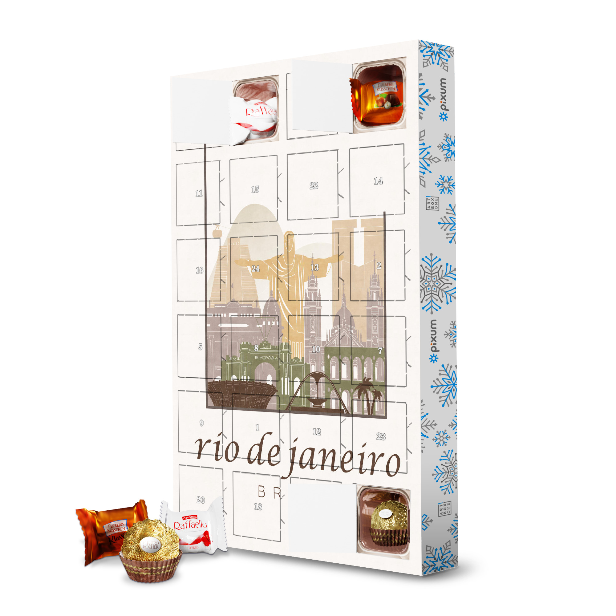 Adventskalender mit Ferrero Pralinen Rio de Janeiro skyline rustic artboxONE Adventskalender Städte