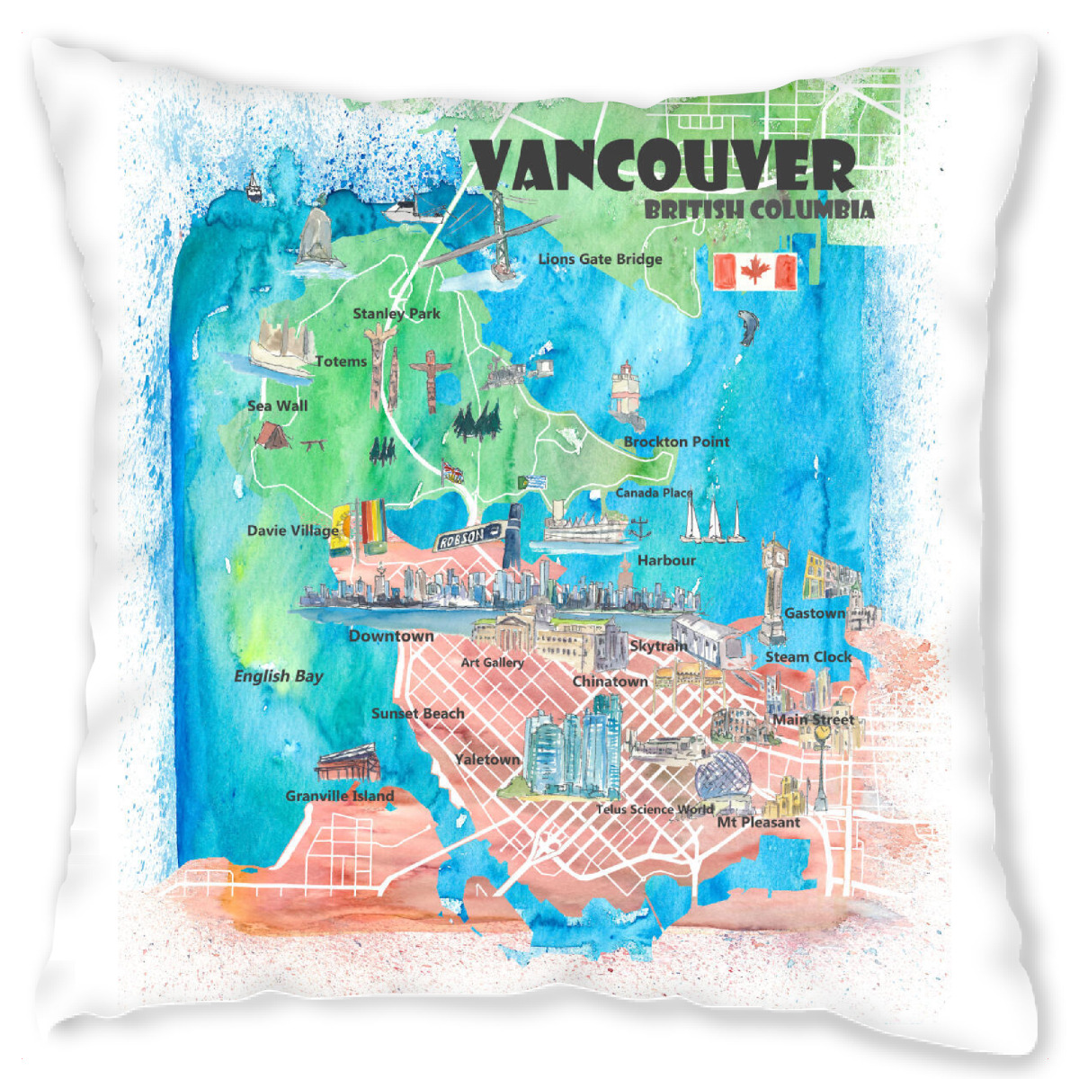 Design-Kissen "Vancouver Illustrierte Karte" artboxONE - Stߤdte,Architektur,Stߤdte / Weitere,Kartografie