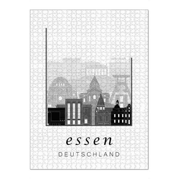 Puzzle Ravensburger "Essen skyline black & white" artboxONE - Städte,Schwarzweiß,Architektur