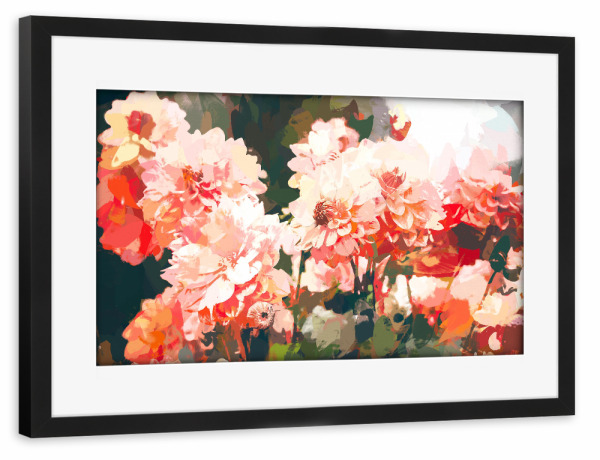 Poster mit Rahmen schwarz "Blush-II" artboxONE - Floral