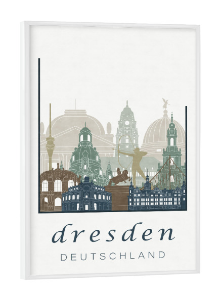 Poster mit weißem Rahmen "Dresden skyline light blue" artboxONE - Städte,Architektur,Städte / Dresden