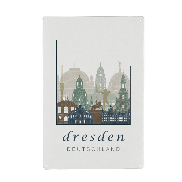 Holzbild "Dresden skyline light blue" artboxONE - Städte,Architektur,Städte / Dresden