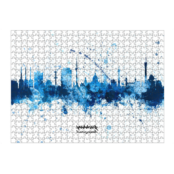 artboxONE Puzzle "Hannover Skyline SplashBlue" artboxONE - Städte - Hannover,Germany,Skyline,Cityscape,Stadtbild,Watercolor,Deutschland,City,Stadt