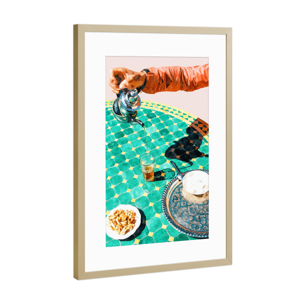 Poster mit Rahmen Gold "Chai, India Culture & People" artboxONE - Essen & Trinken,Menschen