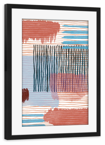 Poster mit Rahmen schwarz "Abstract Stripes Geometric Red" artboxONE - Abstrakt,Geometrie