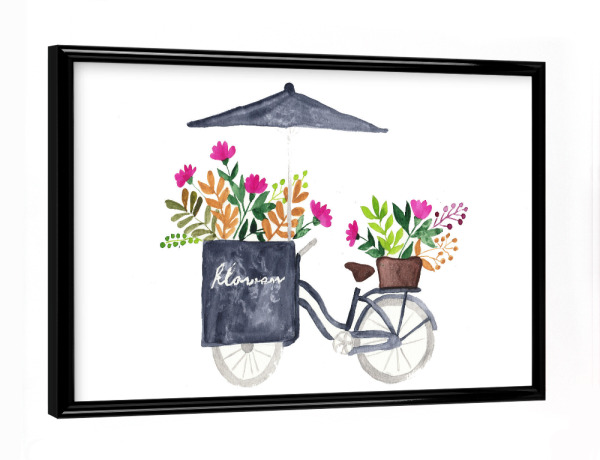 Poster mit schwarzem Rahmen "The flower bike" artboxONE - Typografie,Natur,Floral