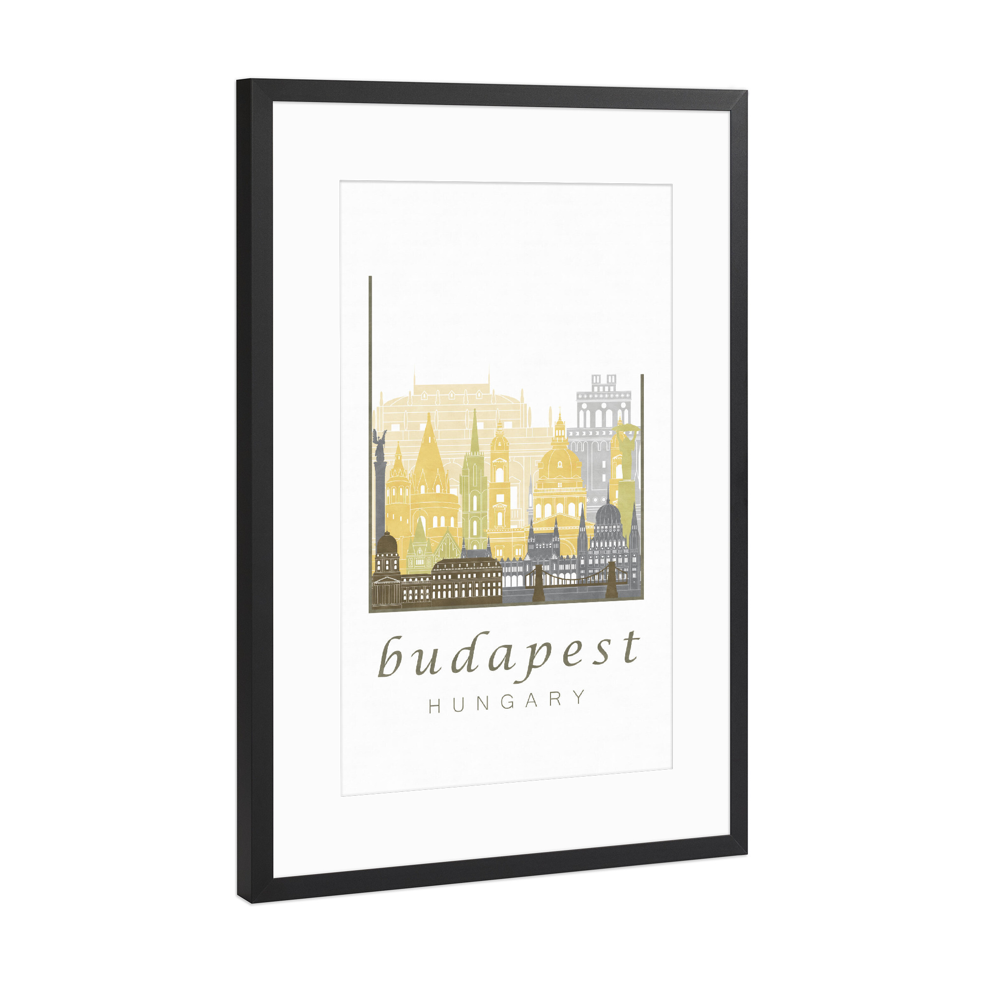 Poster mit Rahmen Schwarz (Metallic) "Budapest skyline desert" artboxONE - Städte,Architektur,Städte / Budapest
