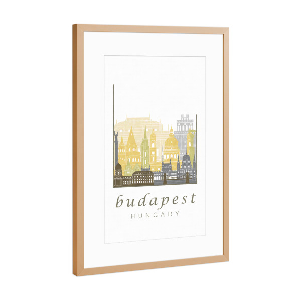 Poster mit Rahmen Kupfer "Budapest skyline desert" artboxONE - Städte,Architektur,Städte / Budapest