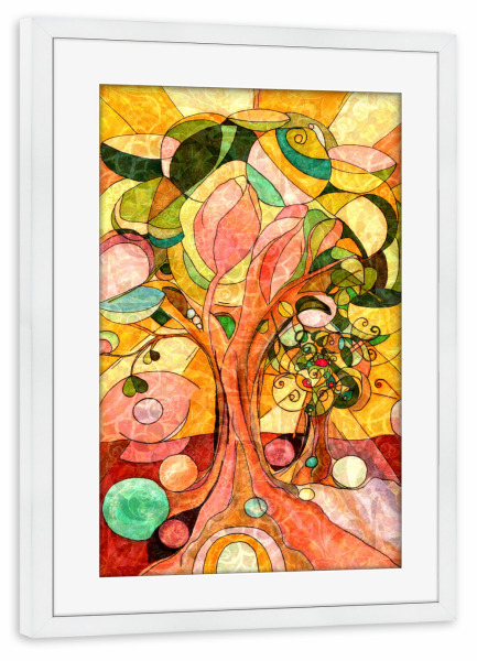 Poster mit Rahmen weiß "Encounter with Braco" artboxONE - Natur,Floral - Spiritualität,Braco,Baum,Sonne,Spirit,Tree,Abstract,Abstrakt