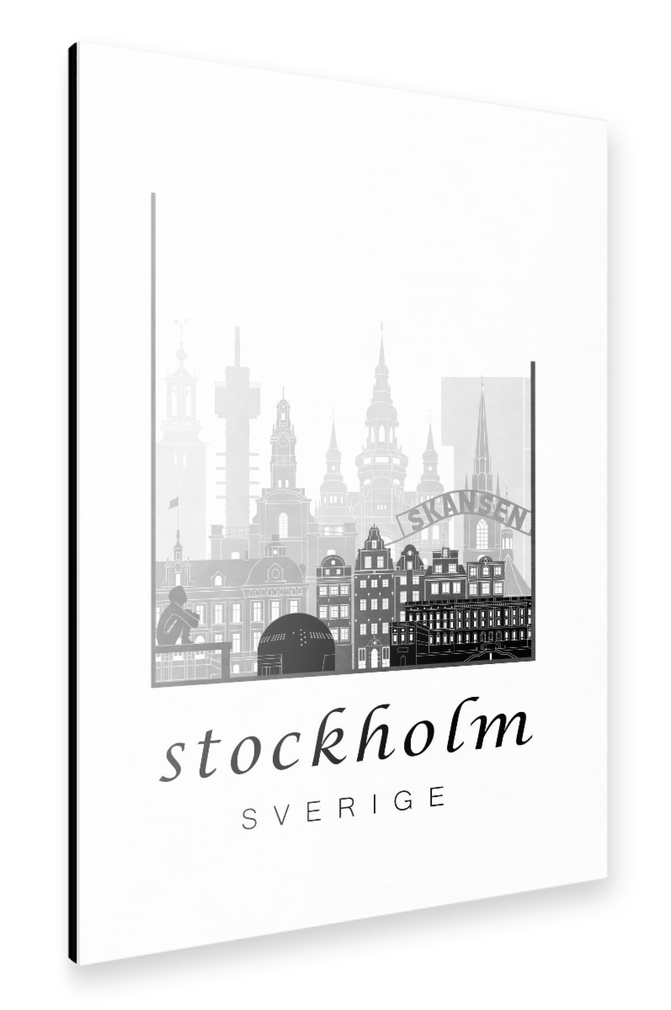 Alu-Dibond "Stockholm skyline black & white" 30x20 cm artboxONE