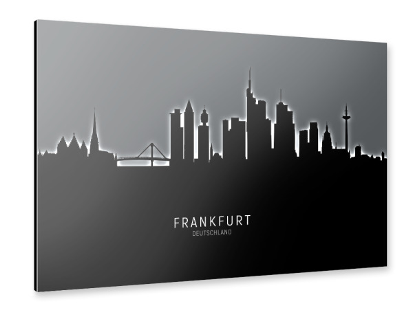 Alu-Dibond "Frankfurt Skyline Glow White" 30x20 cm artboxONE