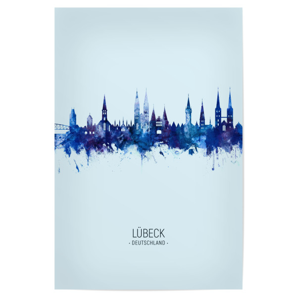 Poster 30x20 cm "Lübeck Germany Skyline Dark Blue" artboxONE - Städte