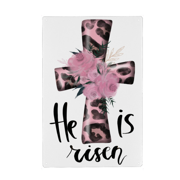 Metall Poster "Cross He Is Risen Design" artboxONE - Typografie,Floral,Fashion,Festivals