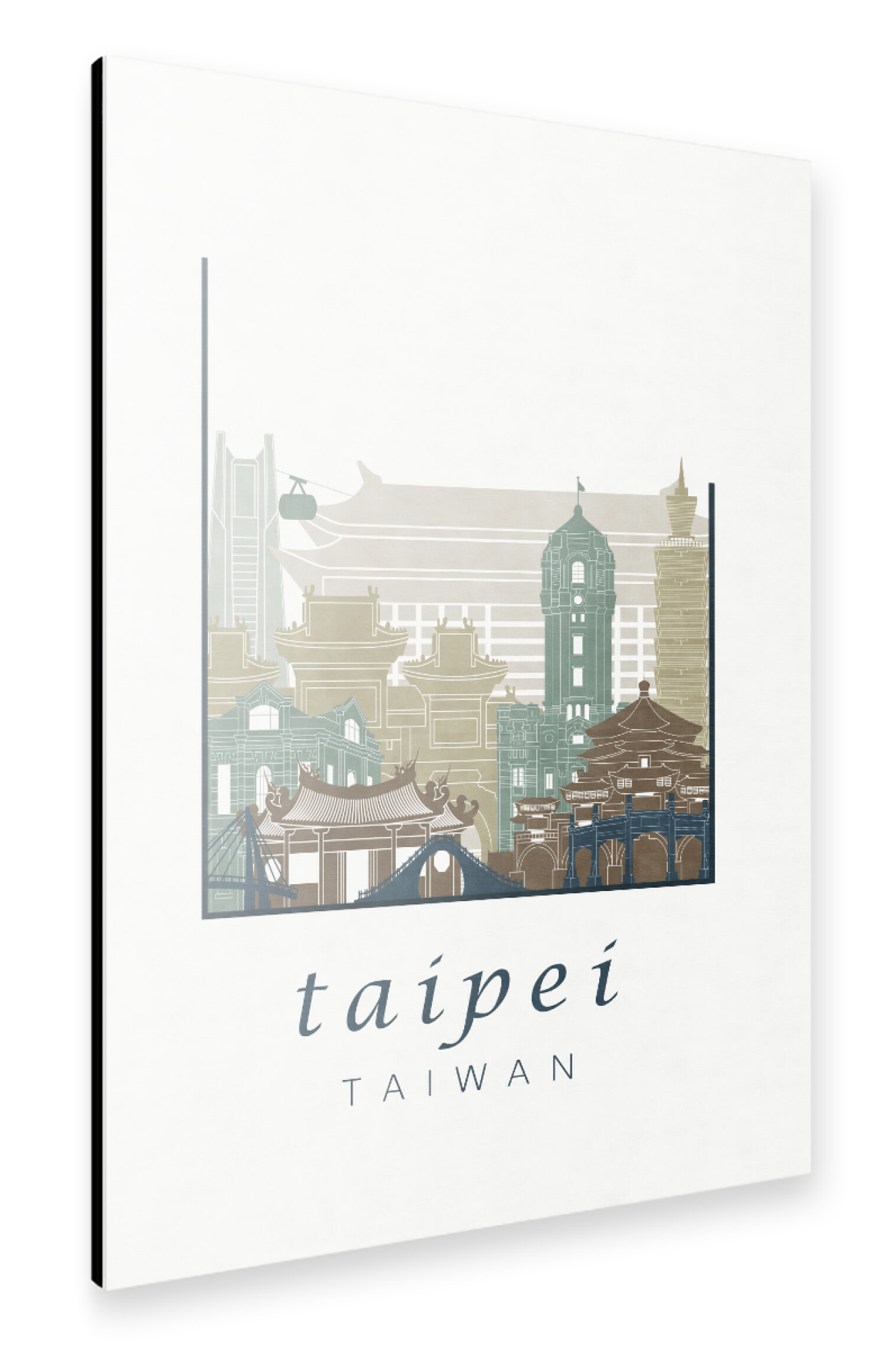 Alu-Dibond "Taipei skyline light blue" 75x50 cm artboxONE