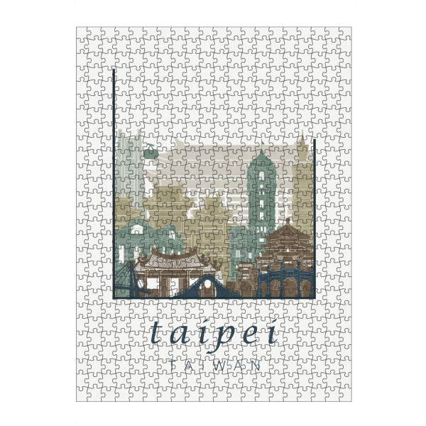 Puzzle Ravensburger "Taipei skyline light blue" artboxONE - Städte,Architektur