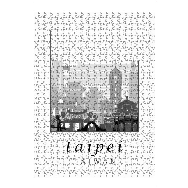 Puzzle Ravensburger "Taipei skyline black & white" artboxONE - Städte,Schwarzweiß,Architektur