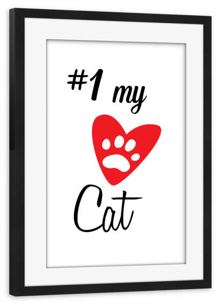 Poster mit Rahmen schwarz "Meine Katze" artboxONE - Typografie,Tiere,Schwarzweiß