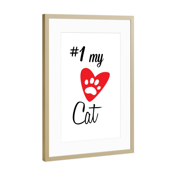 Poster mit Rahmen Gold "Meine Katze" artboxONE - Typografie,Tiere,Schwarzweiß