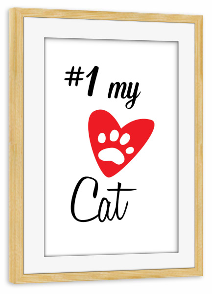 Poster mit Rahmen kiefer "Meine Katze" artboxONE - Typografie,Tiere,Schwarzweiß