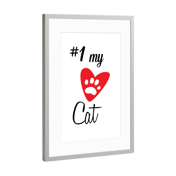 Poster mit Rahmen Silber "Meine Katze" artboxONE - Typografie,Tiere,Schwarzweiß