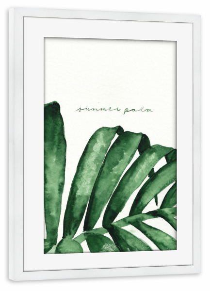 Poster mit Rahmen weiß "The summer palm" artboxONE - Typografie,Natur