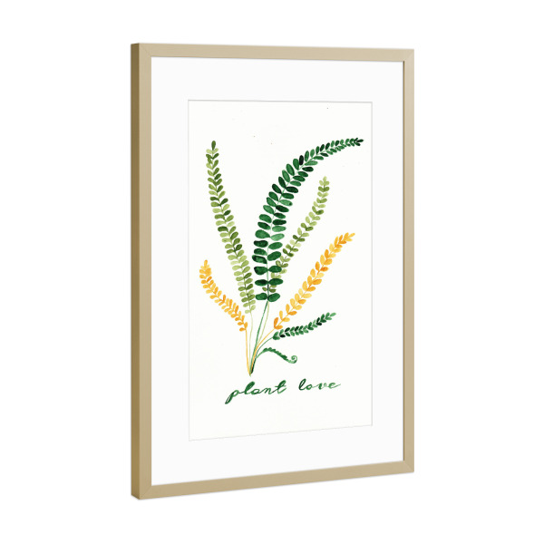 Poster mit Rahmen Gold "Plant your love" artboxONE - Typografie,Natur