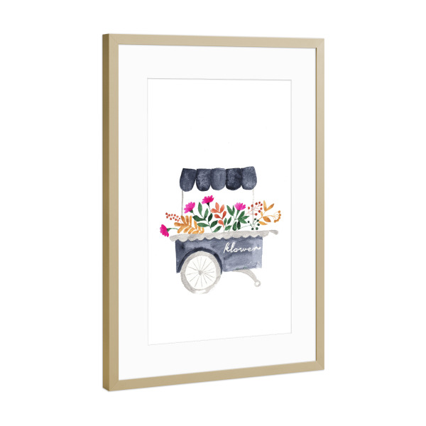 Poster mit Rahmen Gold "The flower market" artboxONE - Natur,Floral