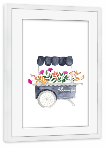 Poster mit Rahmen weiß "The flower market" artboxONE - Natur,Floral