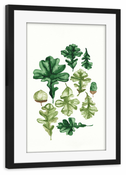 Poster mit Rahmen schwarz "All green leaves" artboxONE - Natur,Floral