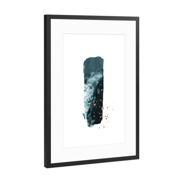 Poster mit Rahmen Schwarz (Metallic) "Stormy Stroke" artboxONE - Abstrakt - Textur,Gold,Türkis,Wasserfarbe,Marmor,Abstract,Abstrakt,Minimal,Decor