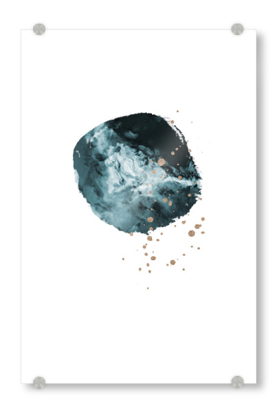 Acrylglasbild "Stormy Circle" artboxONE - Abstrakt - Textur,Gold,Türkis,Wasserfarbe,Marmor,Abstract,Abstrakt