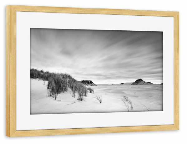 Poster mit Rahmen kiefer "Sanddünen im Sturm" artboxONE - Natur,Reise,Schwarzweiß