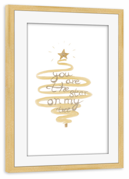 Poster mit Rahmen kiefer "Christmas star" artboxONE - Weihnachten