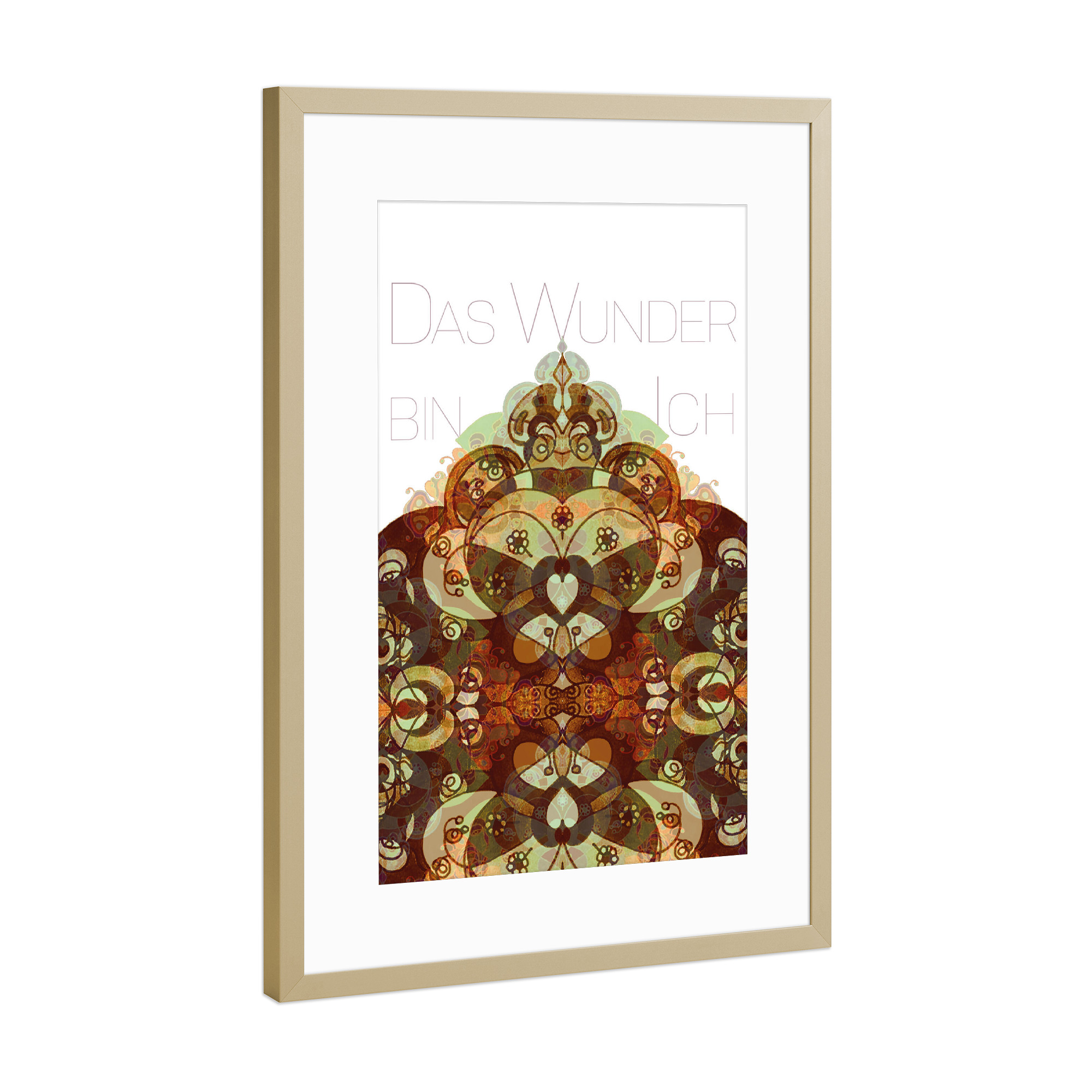 Poster mit Rahmen Gold "Herzbuddha - Das Wunder BIN ich" artboxONE - Abstrakt,Menschen,Liebe