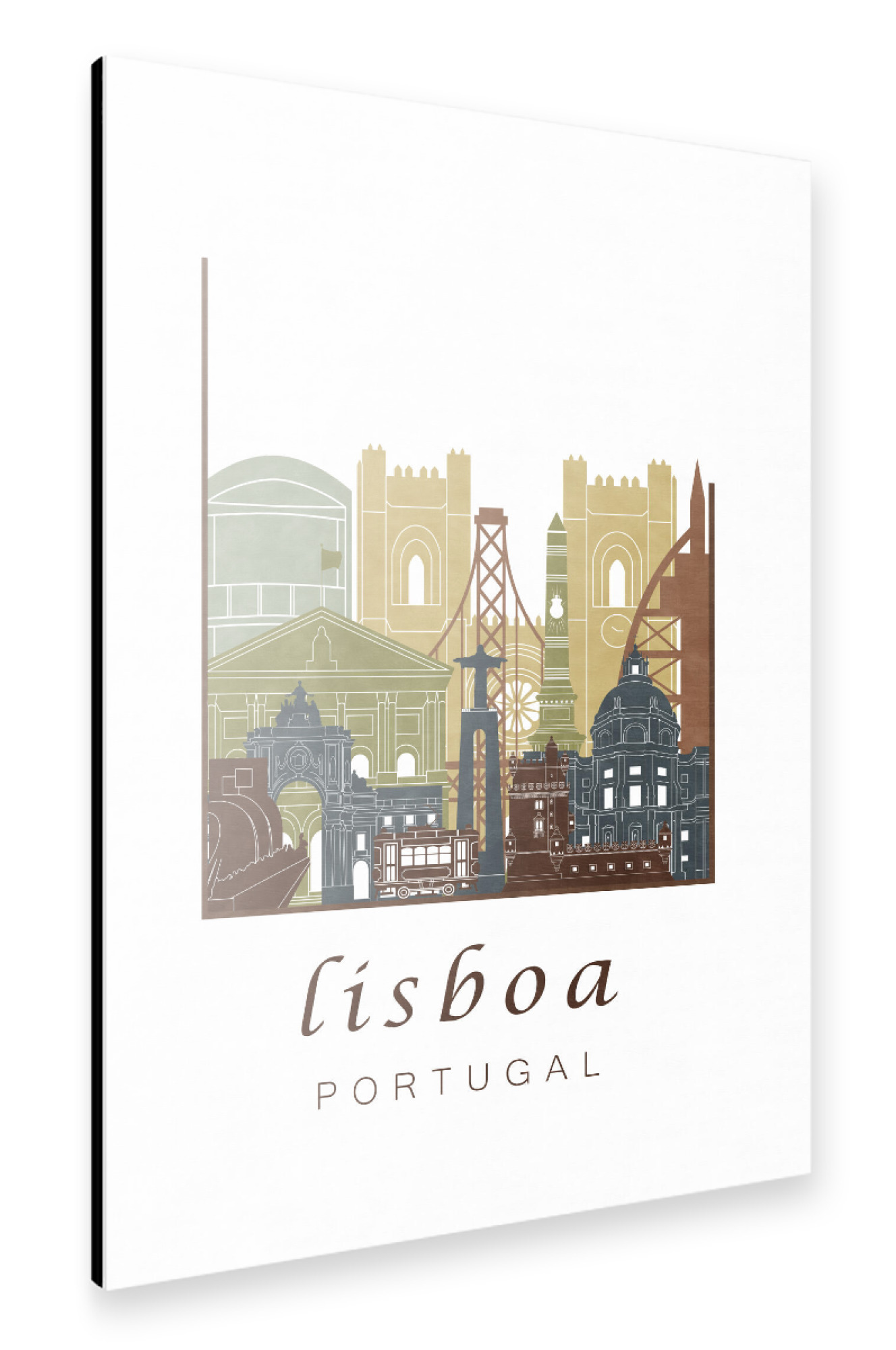 Alu-Dibond "Lisbon skyline light brown" 75x50 cm artboxONE