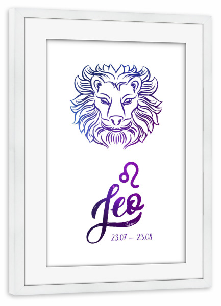 Poster mit Rahmen weiß "Sternzeichen Löwe" artboxONE - Typografie