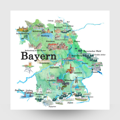 Bayern Illustrierte Karte