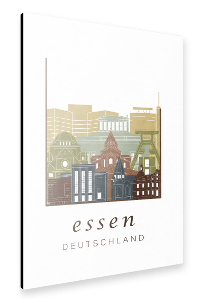 Alu-Dibond "Essen skyline light brown" 30x20 cm artboxONE