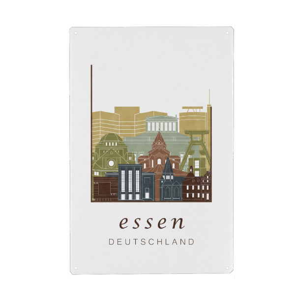 Holzbild "Essen skyline light brown" artboxONE - Städte,Architektur