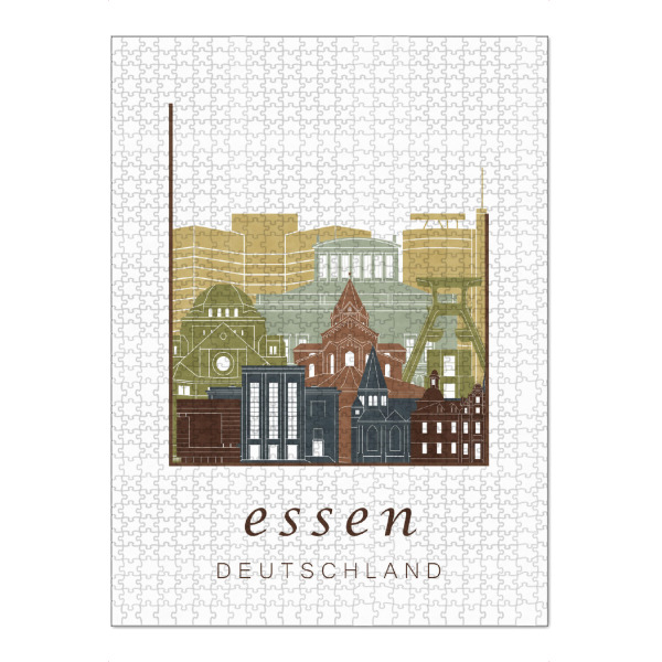 Puzzle Ravensburger "Essen skyline light brown" artboxONE - Städte,Architektur
