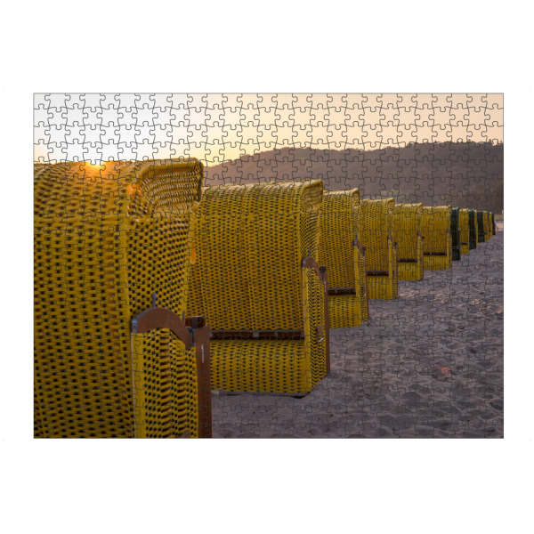 artboxONE Puzzle "Strandkörbe im Sonnenaufgang" artboxONE - Reise / Strand und Meer