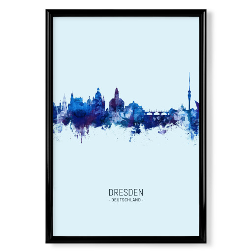 Dresden Germany Skyline Dark Blue