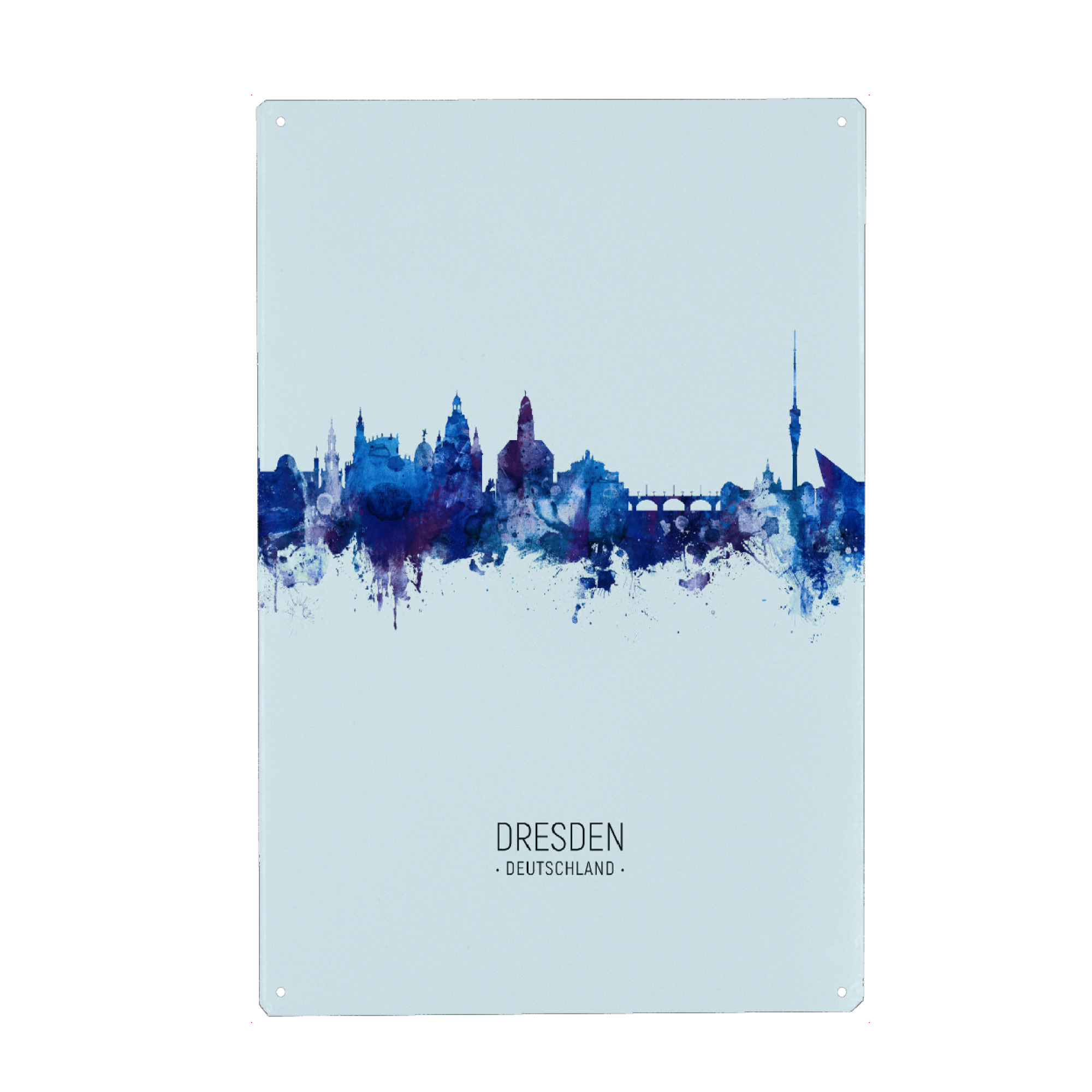 Metall Poster "Dresden Germany Skyline Dark Blue" artboxONE - Städte,Städte / Dresden