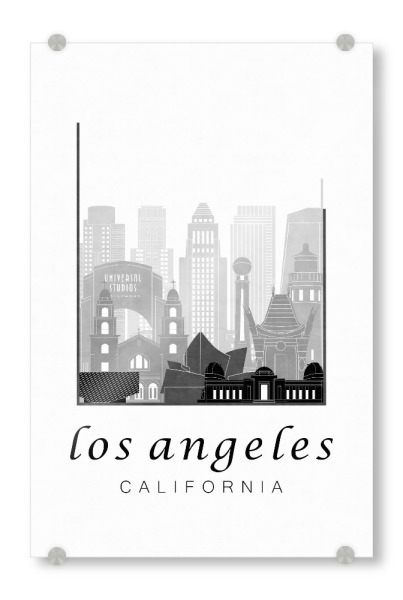 Acrylglasbild "Los Angeles skyline black & white" artboxONE - Städte,Schwarzweiß,Architektur,Städte / Los Angeles