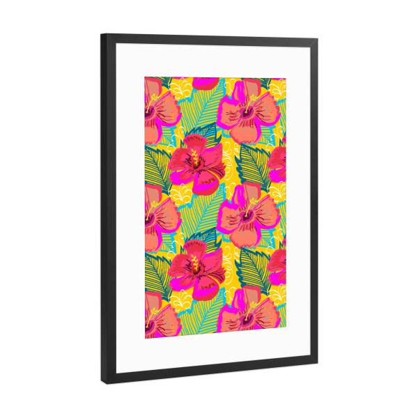 Poster mit Rahmen Schwarz (Metallic) "Hiba Pattern" artboxONE - Floral